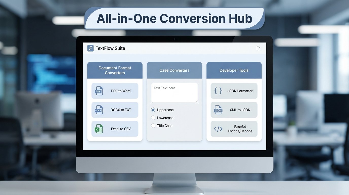 Text conversion tools online: document format converters, case converters, and developer tools