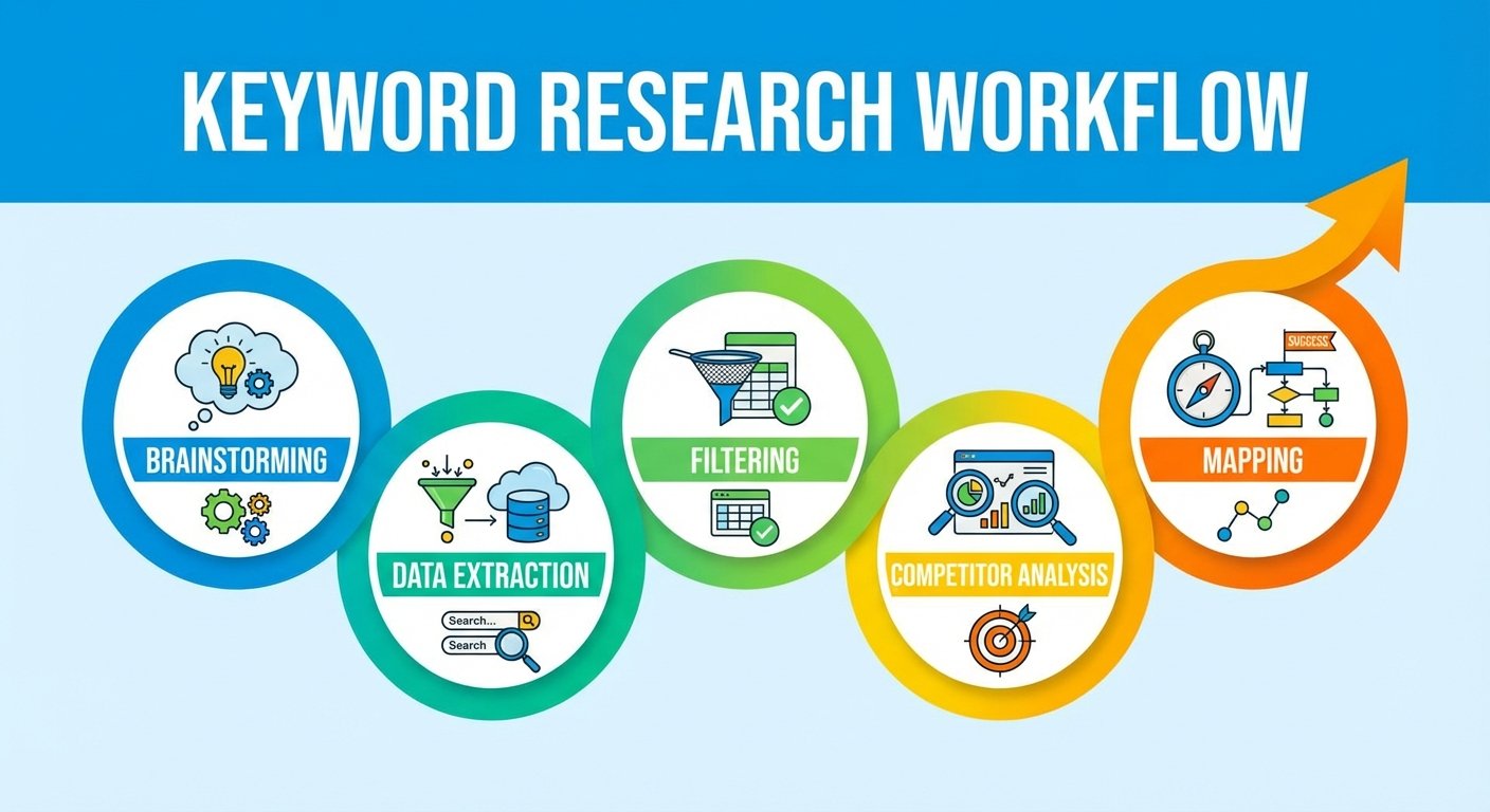 Step-by-step keyword research workflow for content planning