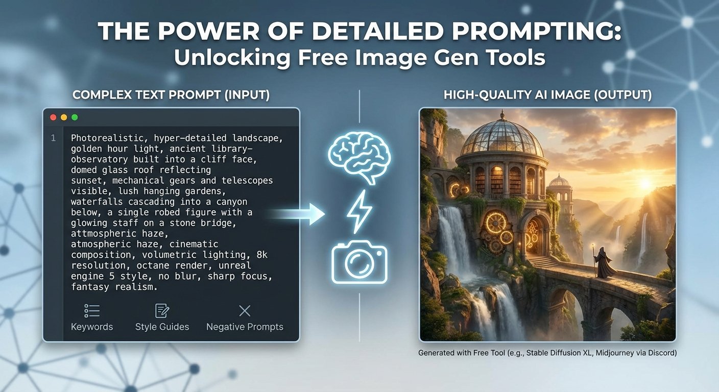 Detailed prompt example vs high-quality AI-generated image