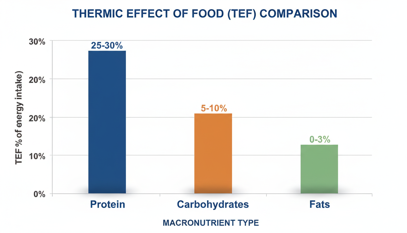 bmr calculator weight loss india fitness - bar graph comparing the Thermic Effect of Food (TEF) for Protein, Carbohydrates, and Fats