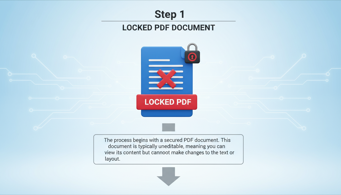 best PDF to Word converter - High-quality step-by-step diagram showing a document moving from a locked PDF, through an OCR scanning engine, and outputting as a fully editable Word document with highlighted editable zones.
