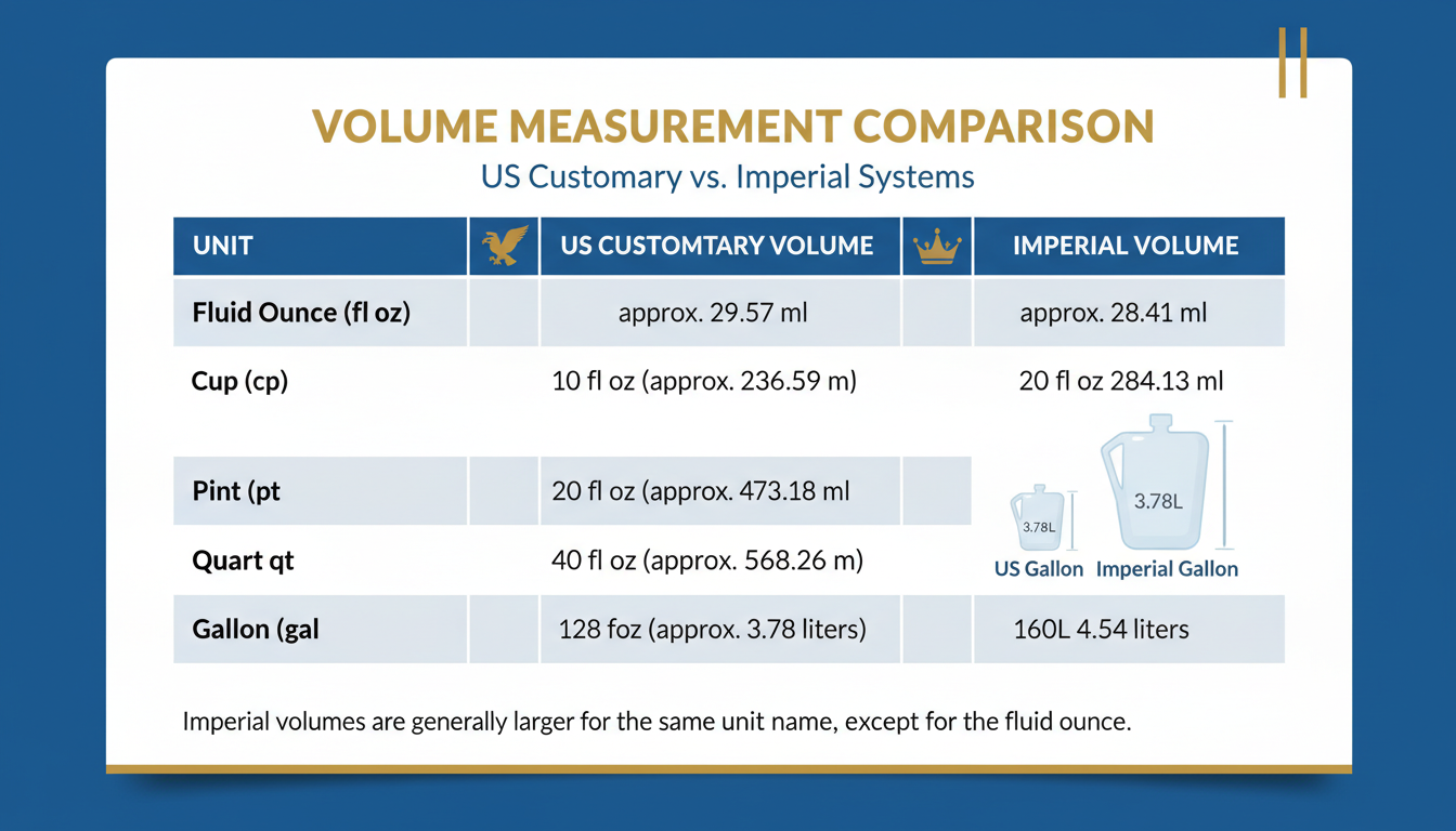 online converter tool - detailed comparison table as a high-quality graphic showing the volume differences between US Customary and Imperial measurements