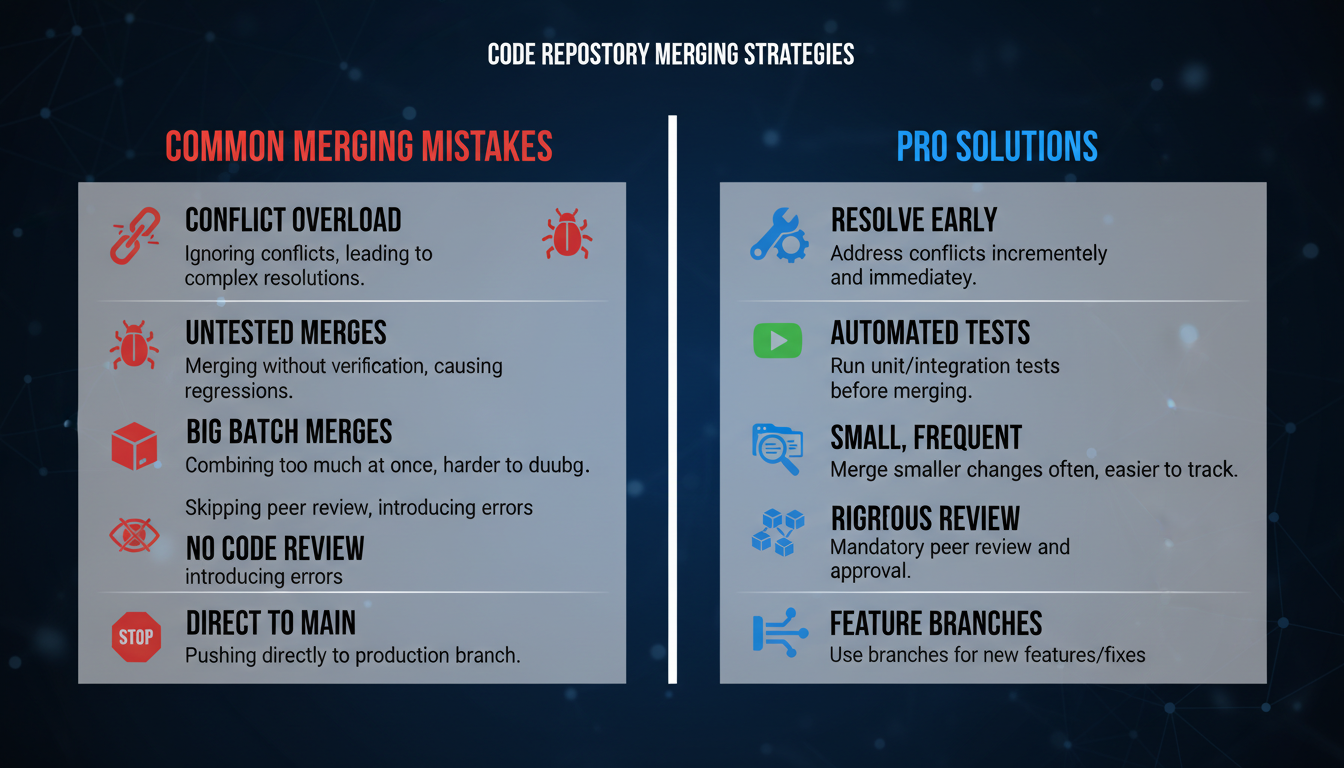 merge PDF files - detailed comparison table as a high-quality graphic showing 'Common Merging Mistakes' vs 'Pro Solutions'