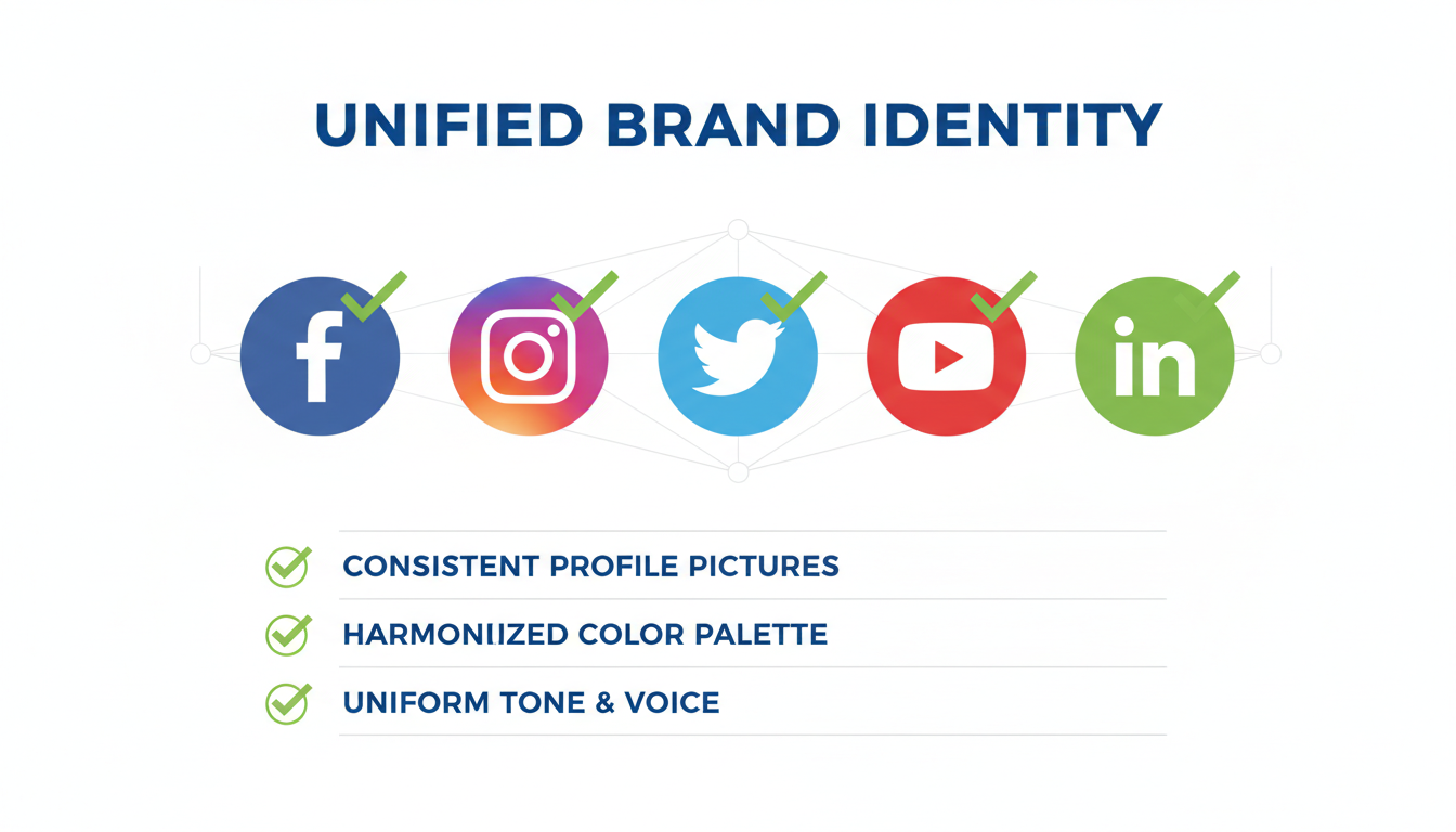 username generator tools - visual checklist graphic showing checkmarks across different social media icons representing a unified brand identity