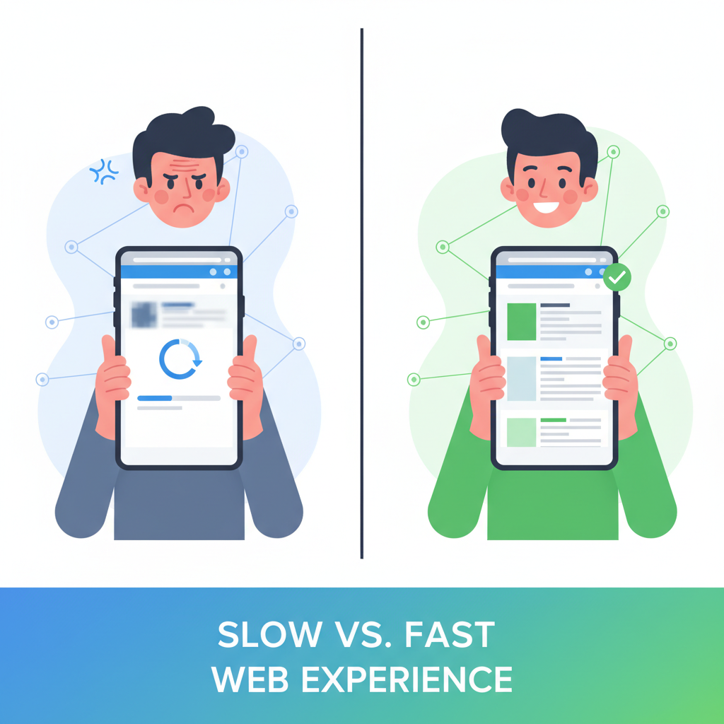 A comparison showing how using an image resizer tool improves website loading speed and user experience.