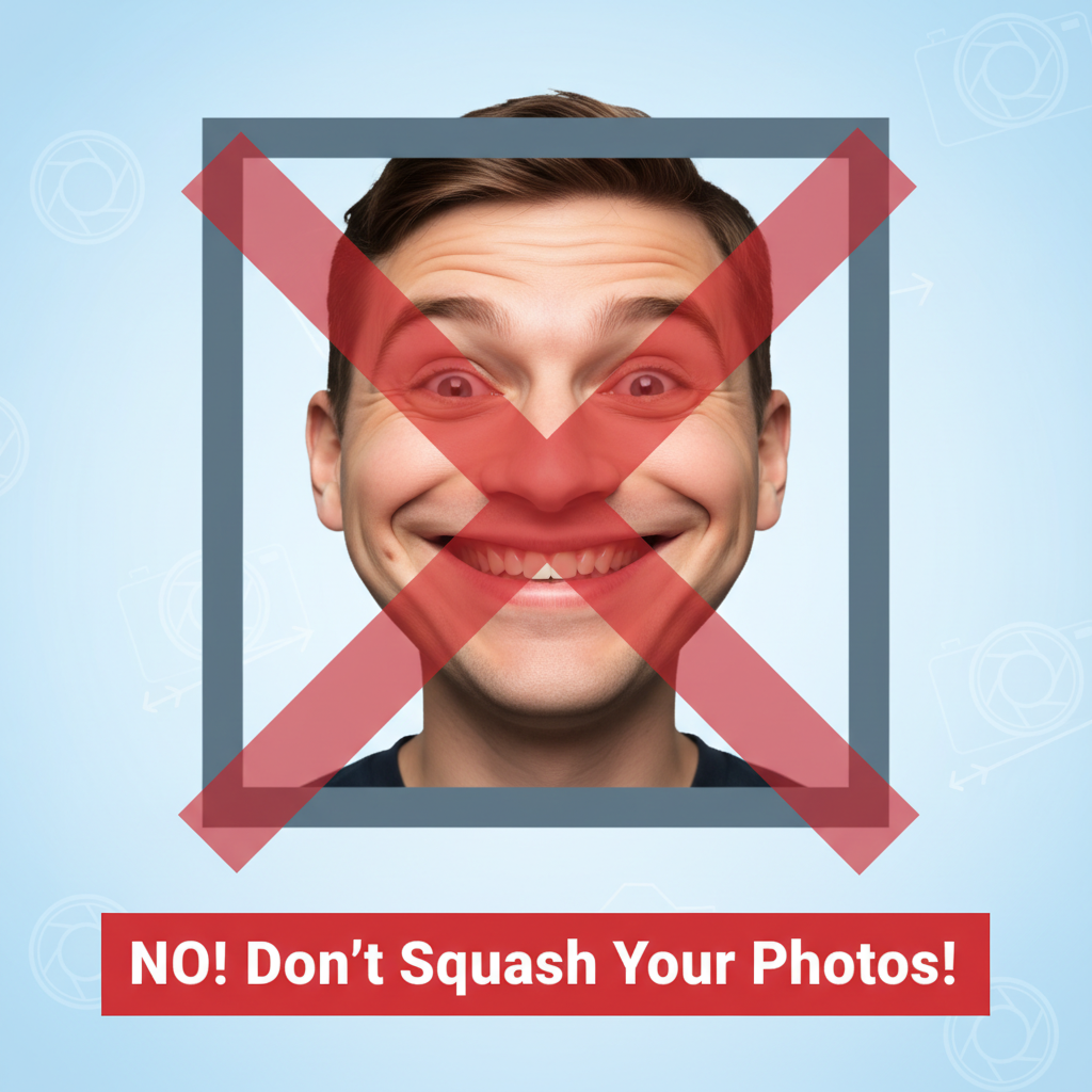 An example of a distorted image caused by not locking the aspect ratio in an image resizer tool.