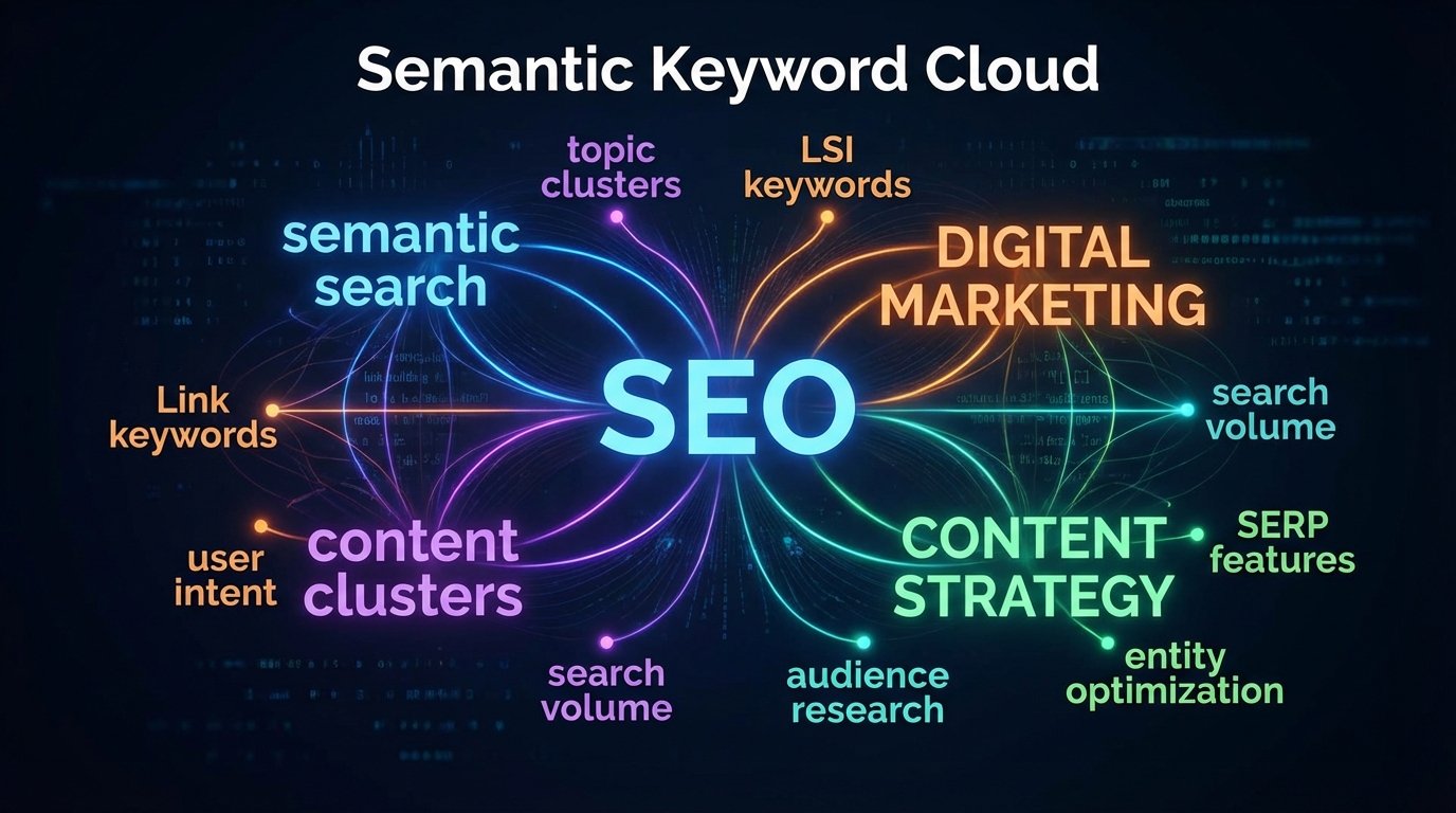 Semantic keyword cloud showing related terms for SEO