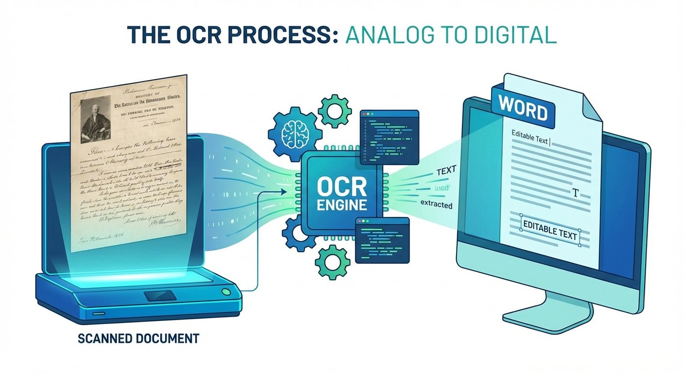 How OCR works in a PDF to Word converter.