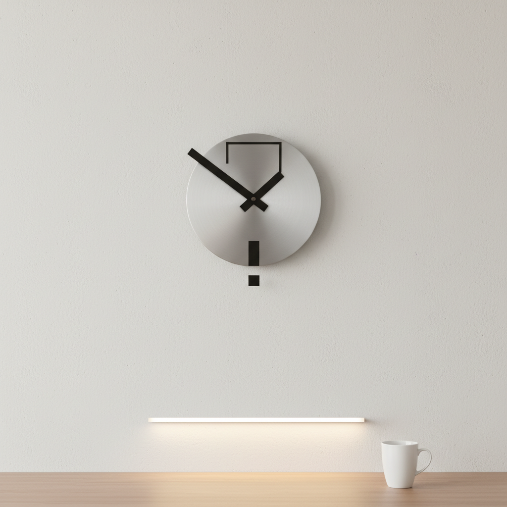 A stylized office clock showing the time span from 8 to 4.