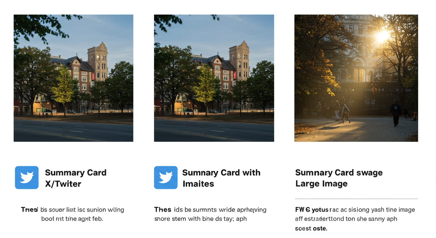 X Card Validator - High-quality infographic visually comparing a plain link, a Summary Card, and a Summary Card with Large Image as they would appear in the X/Twitter feed, highlighting the superior visual impact of the large image version.
