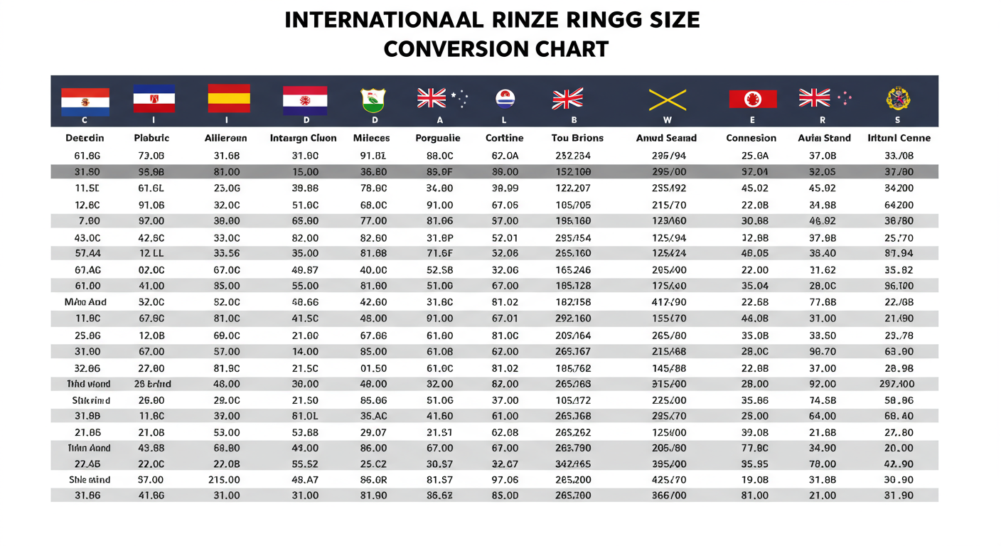 ring size converter - A visually appealing, shareable graphic of the complete International Ring Size Conversion Chart table above, with country flags for each region.