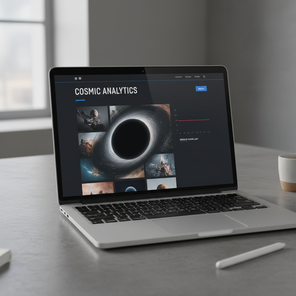 A visual representation of a website's SEO failing due to missing alt text, shown as a black hole on the screen.