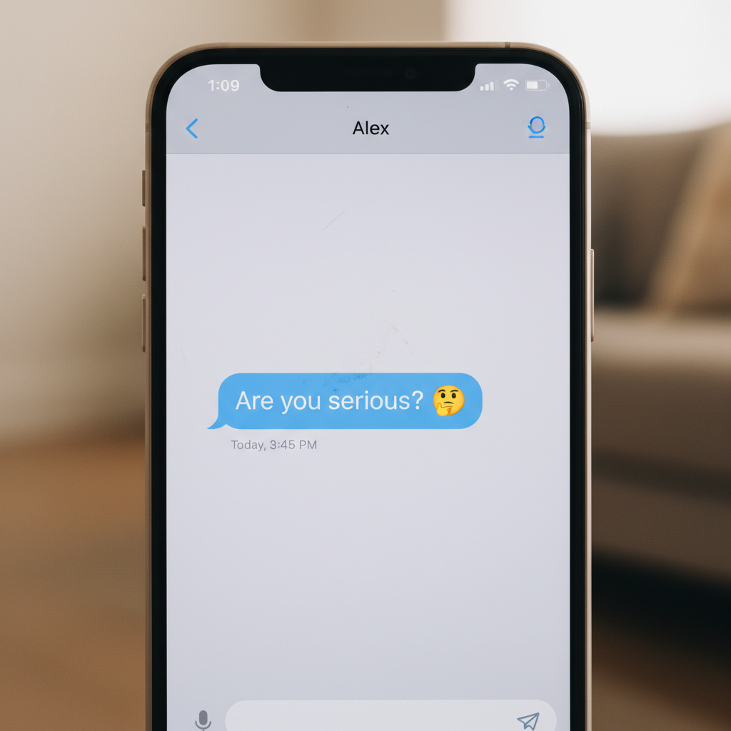 A text message on a phone screen showing a confusing message.