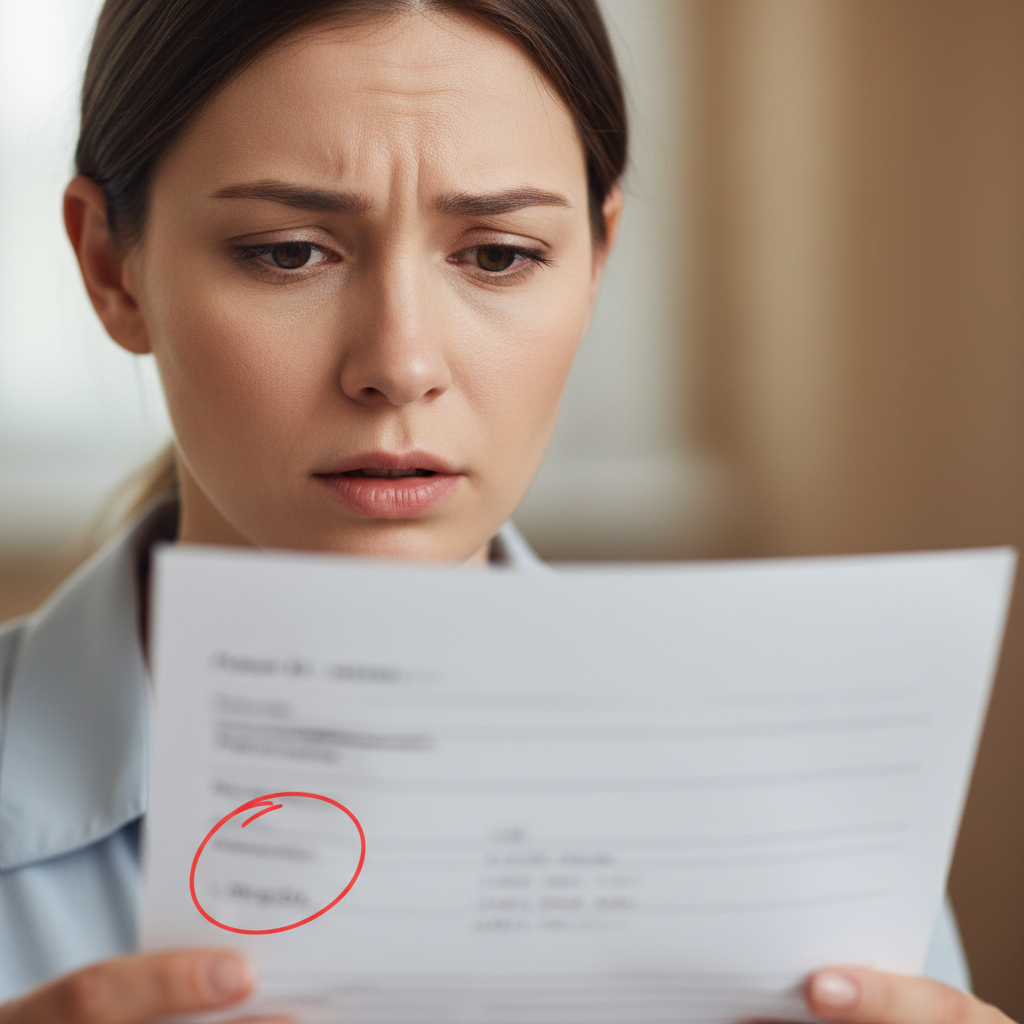 A person looking worried while reading a medical lab report with confusing units.