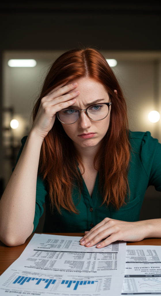 A person looking confused while reading a technical water quality report.