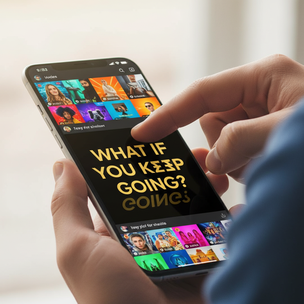 A close-up of a smartphone screen showing a social media post with mirrored text that has stopped the user from scrolling.