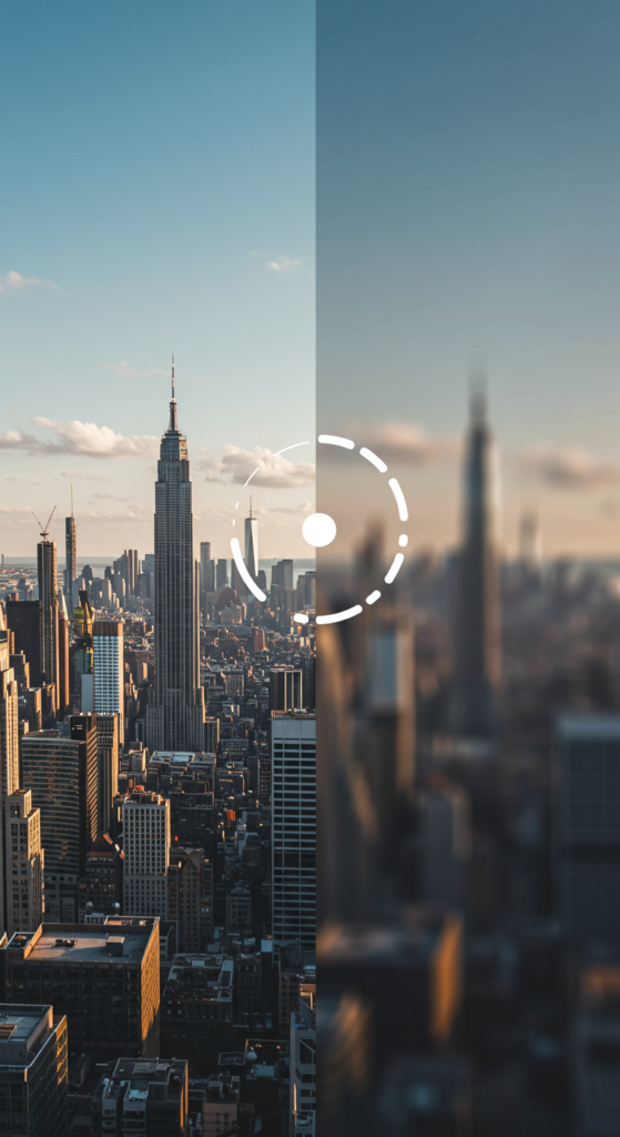 A comparison showing a high-quality image next to a representation of it loading slowly.