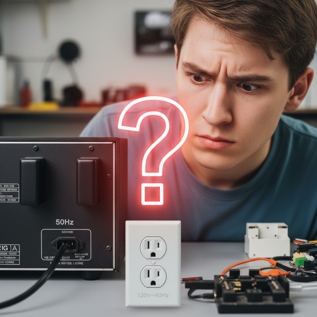 A person confused about the difference between Japanese and US electrical standards on their audio equipment.