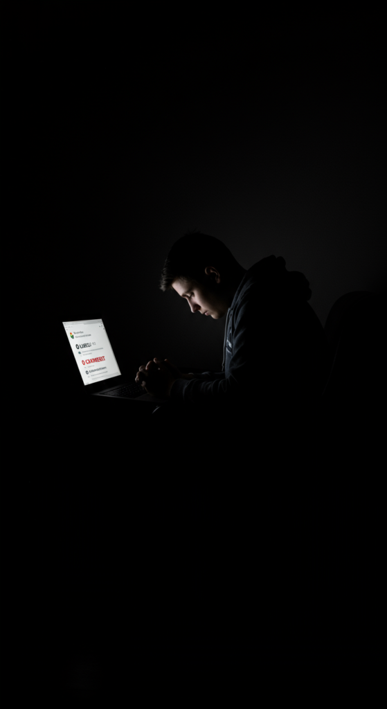 Frustrated content creator looking at a social media post with no engagement.